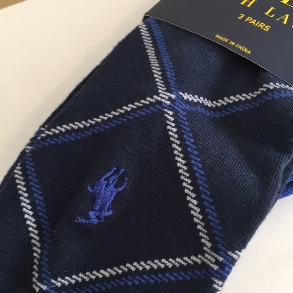 SOLD Polo Ralph Lauren 3 Pairs Dress Socks Blue/Gray - Picture 4 of 9